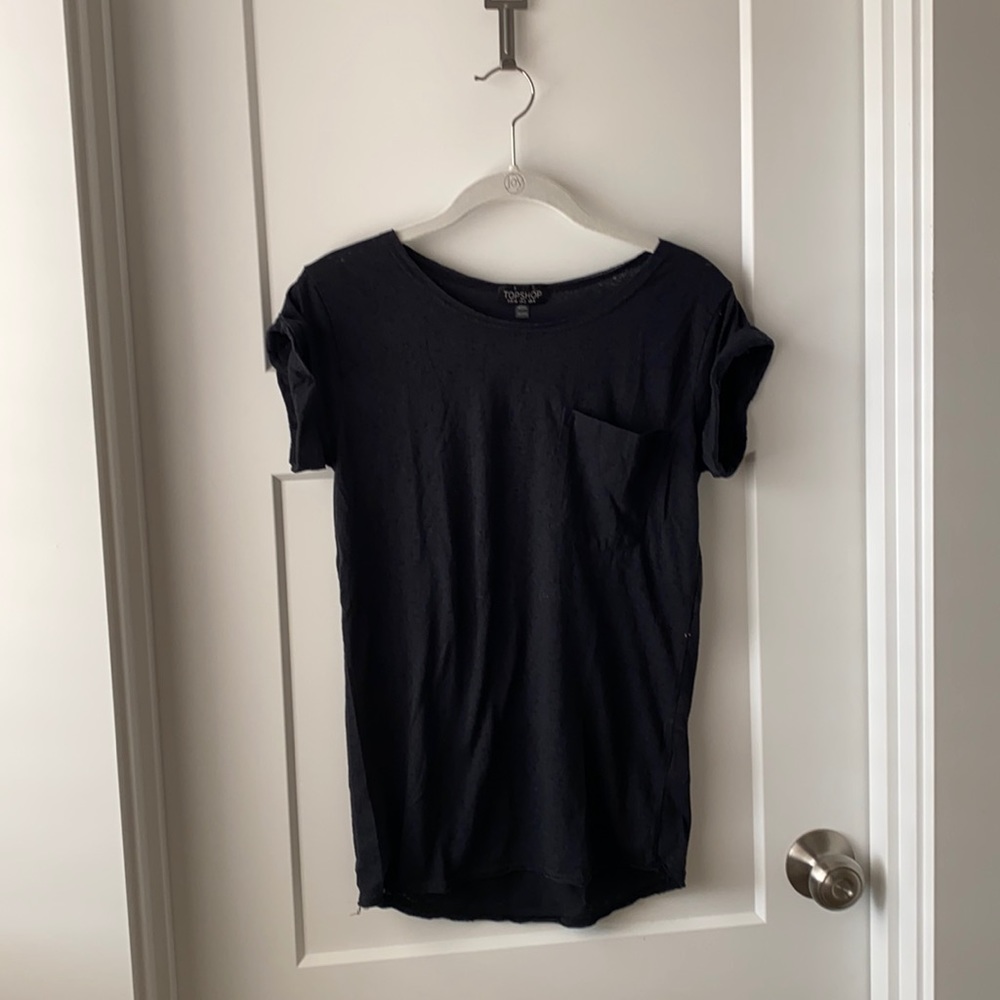 Topshop US 2 black pocket tee
